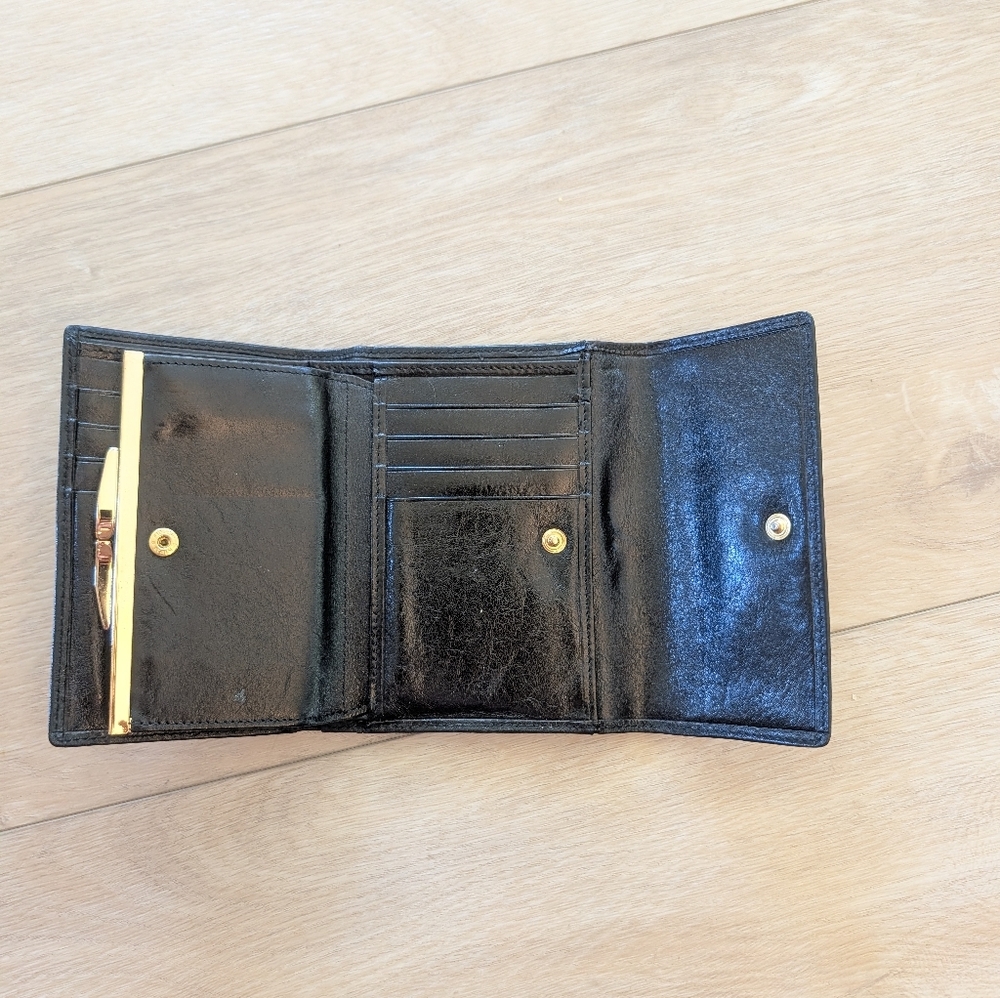 Oroton Black Leather Tri Fold Wallet - Picture 5 of 6